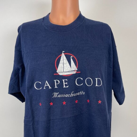 Fruit of the Loom Other - Vintage 90s Cape Cod Massachusetts T Shirt Mens Size XL Blue Tall Ships